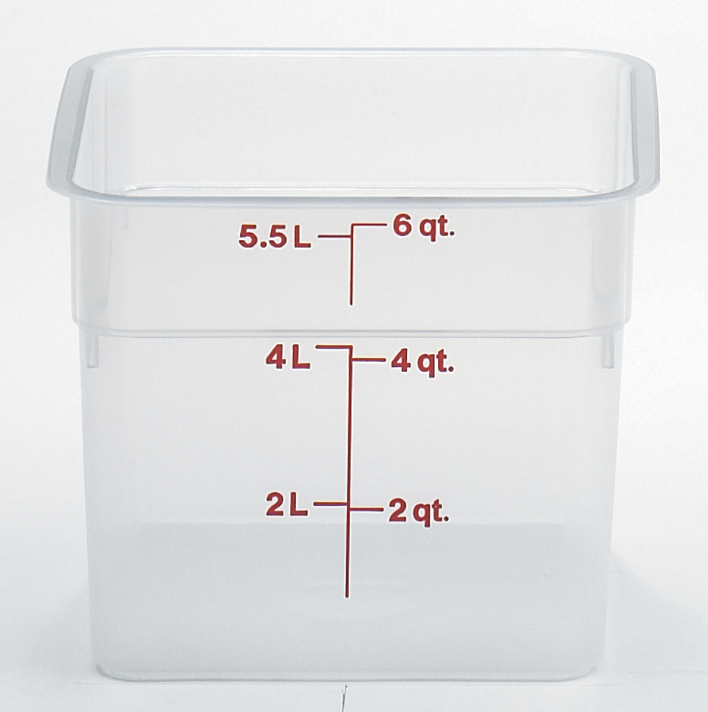 Cambro Camsquares Classic Translucent Polypropylene Food Storage Container With Winter Rose Graduation, 6 Quart Capacity -- 6 Per Case