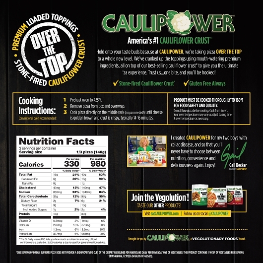 Caulipower Over The Top Dream Supreme Pizza, 14.8 Ounce -- 8 Per Case