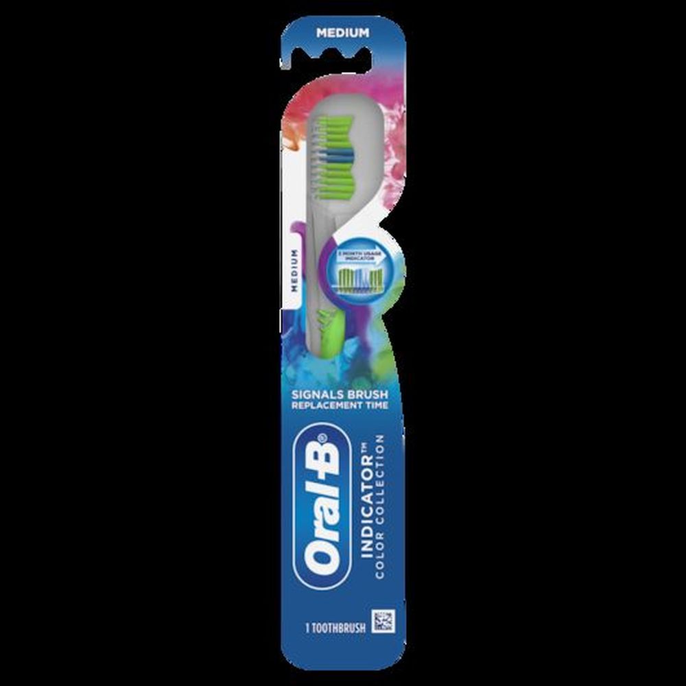 Oral-b Indicator Long Handle Medium Bristles Adult Manual Toothbrush -- 72 Per Case