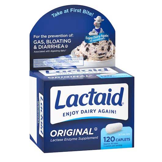Lactaid Original Lactase Enzyme Supplement Caplets, 120 Count -- 24 Per Case