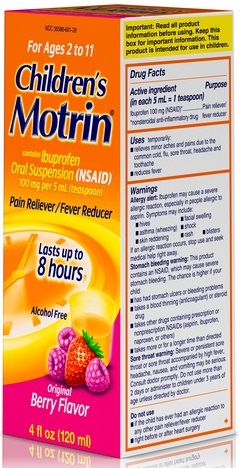 Children's Motrin Berry Flavor Oral Suspension Pain Reliever And Fever Reducer, 4 Fluid Ounce -- 36 Per Case