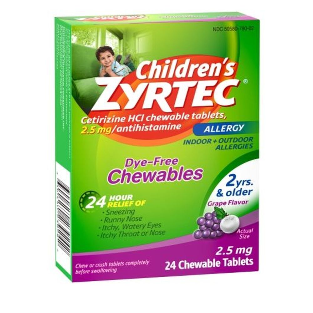 Zyrtec Grape Flavor Allergy Medicine Chewable Tablets, 24 Count -- 24 Per Case
