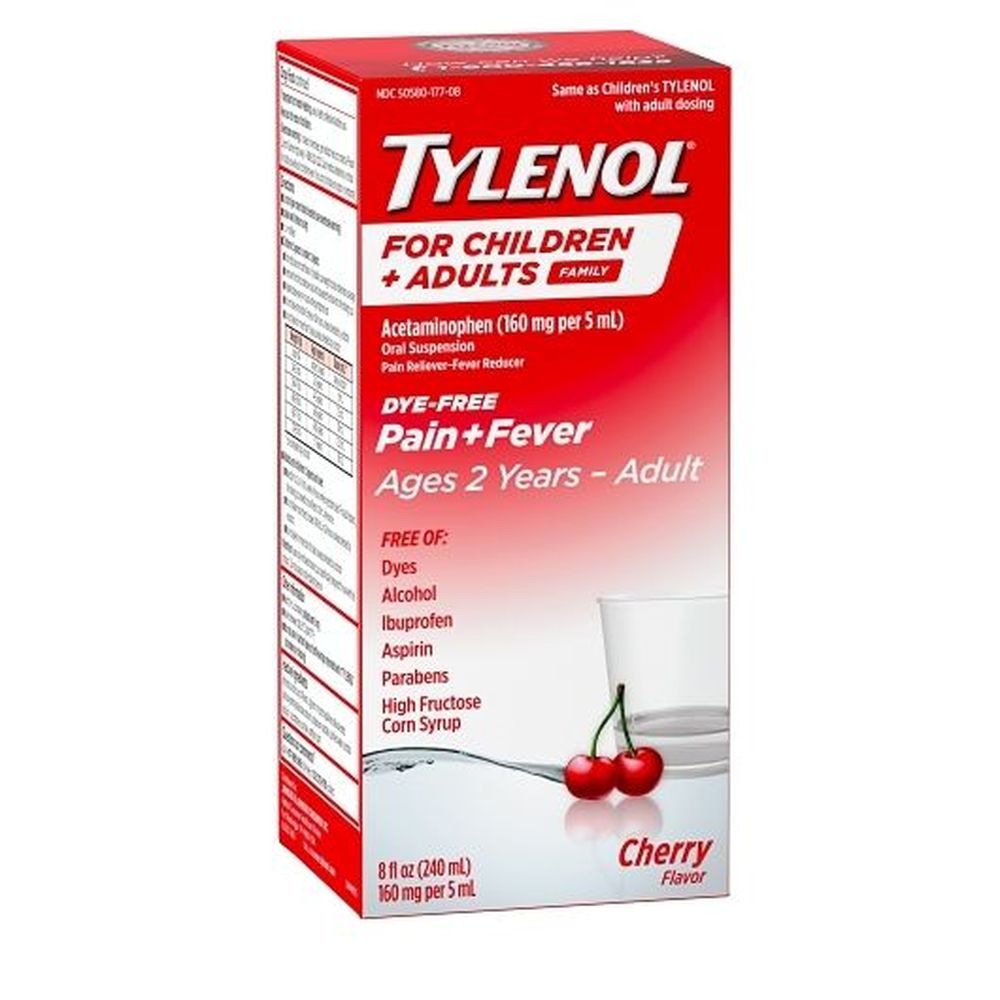 Tylenol Pain Plus Fever Cherry Syrup, 8 Fluid Ounce Bottle -- 24 Per Case