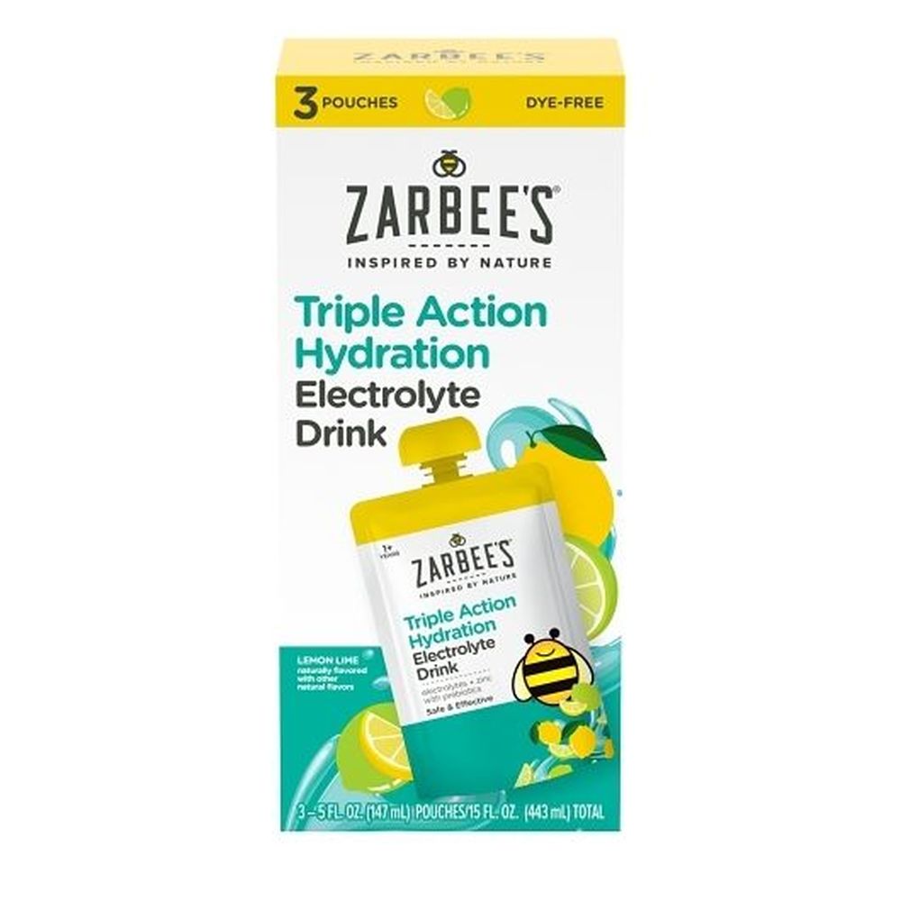 Zarbee's Triple Action Hydration Lemon Lime Electrolyte Drink, 15 Fluid Ounce -- 12 Per Case