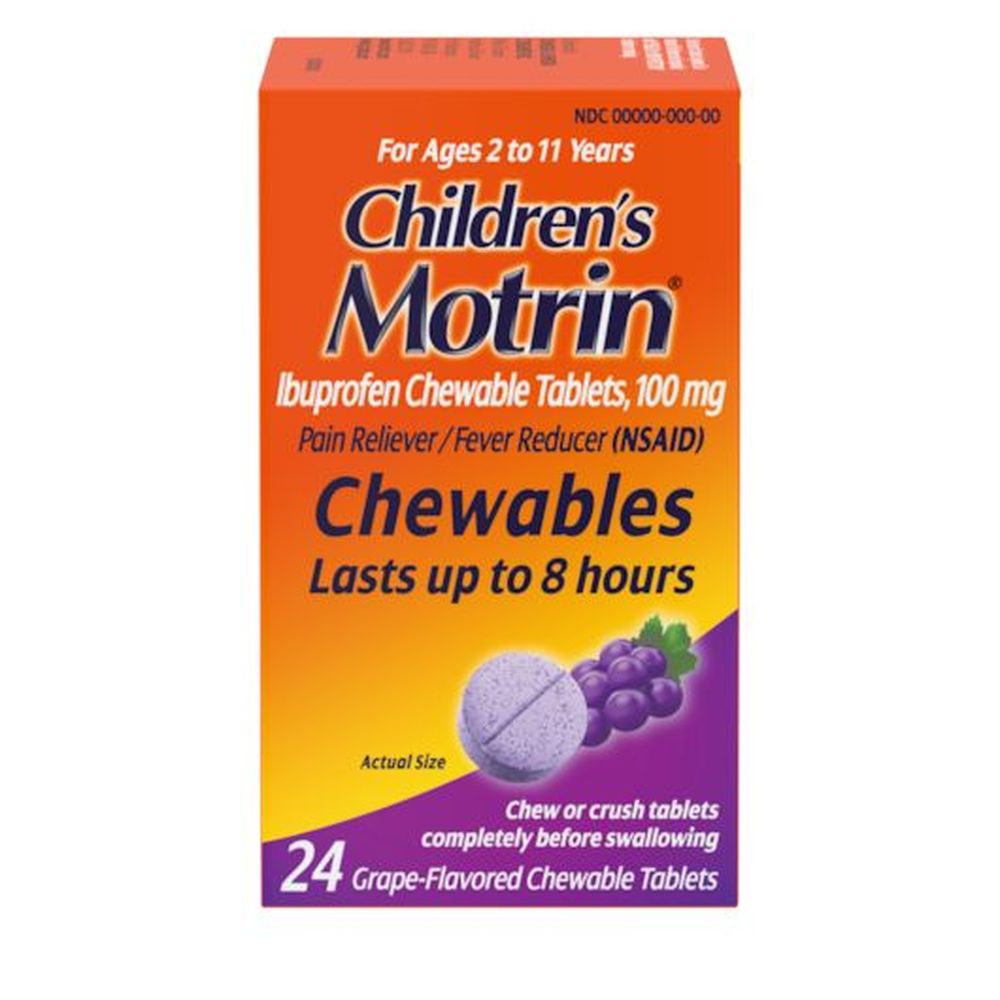 Children's Motrin Grape Flavor Chewable Tablet, 24 Count -- 24 Per Case