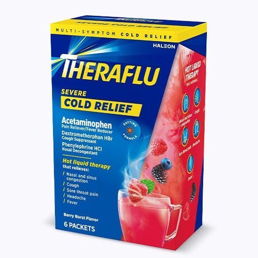 Theraflu Severe Cold Daytime Berry Burst Powder, 6 Count -- 24 Per Case