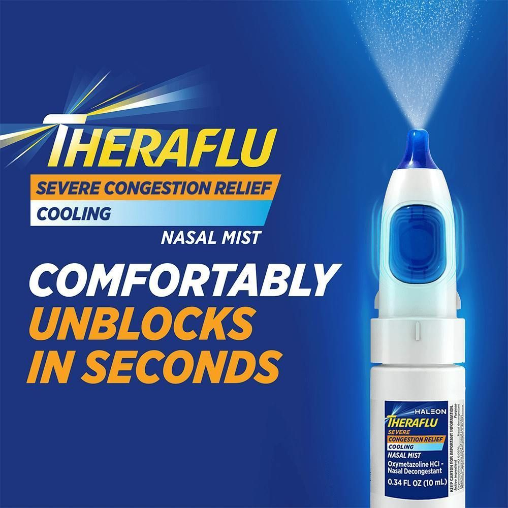 Theraflu Severe Congestion Relief Nasal Mist Plus Cooling, 0.34 Fluid Ounce -- 24 Per Case