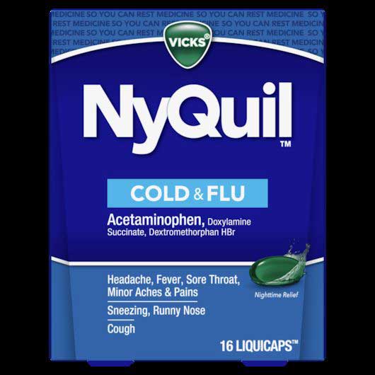 Vicks Nyquil Cold And Flu Relief Liquicaps, 16 Count -- 24 Per Case