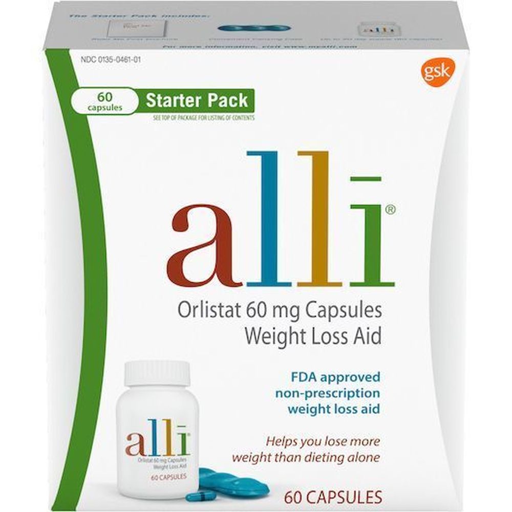 Alli Weight Loss Aid Capsules, Starter Kit, 60 Count -- 6 Per Case