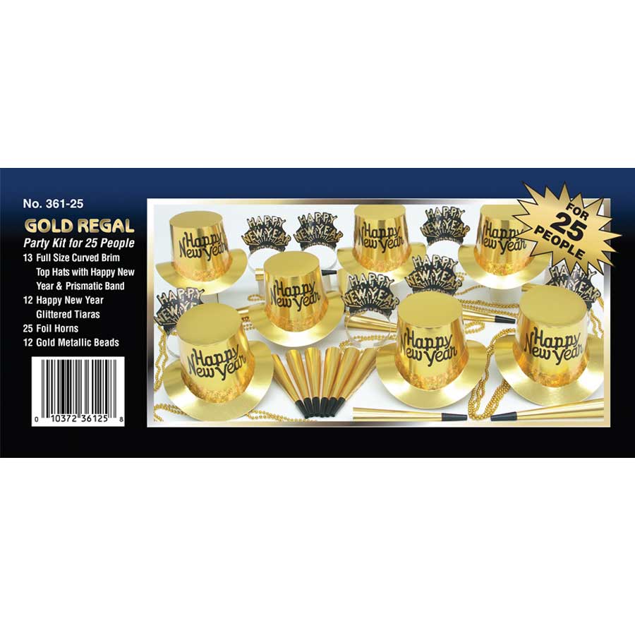 Party Time Gold Regal Party Kit for 25 People