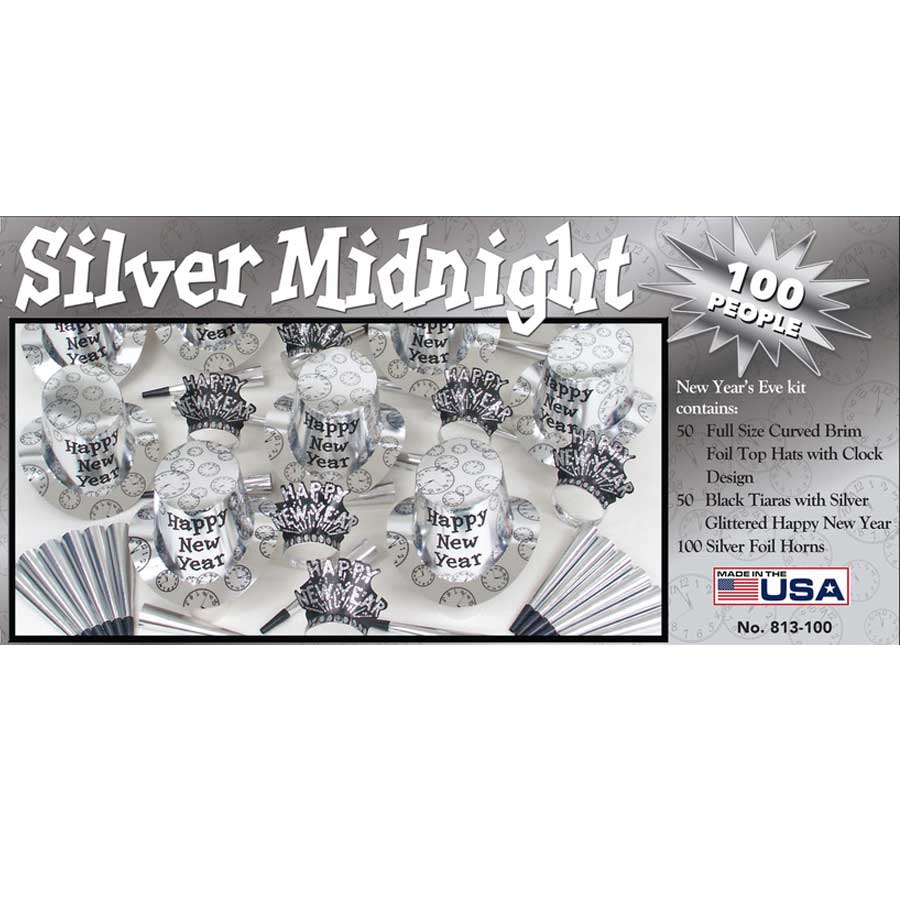 Party Time Silver Midnight Party Kit For 100 People