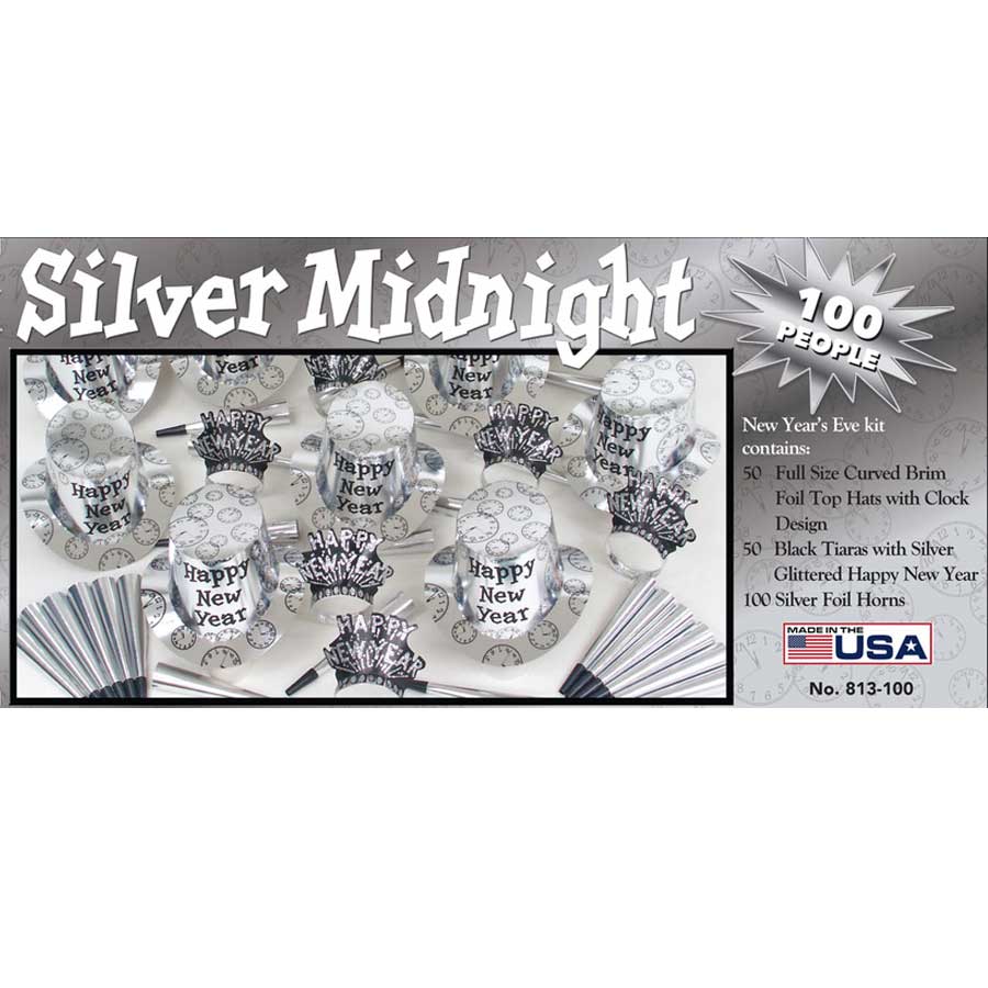 Party Time Silver Midnight Party Kit for 100 People