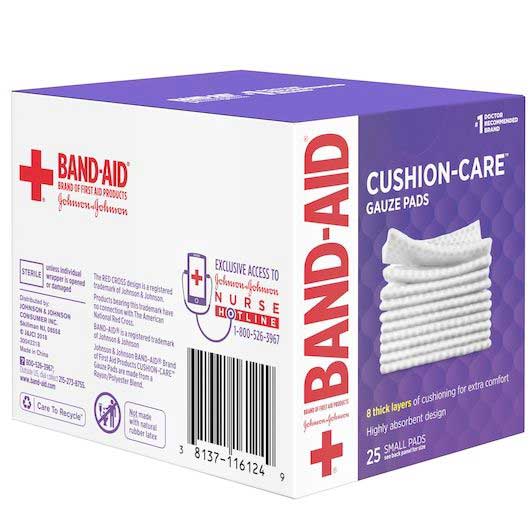 Johnson's And Johnson's Band-aid Cushion Care Small Gauze Pad, 2 X 2 Inch, 25 Count -- 24 Per Case