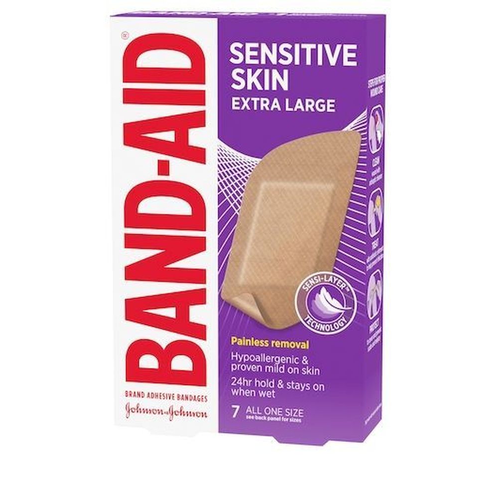 Band-aid Extra Large Adhesive Bandage For Sensitive Skin, 7 Count -- 24 Per Case