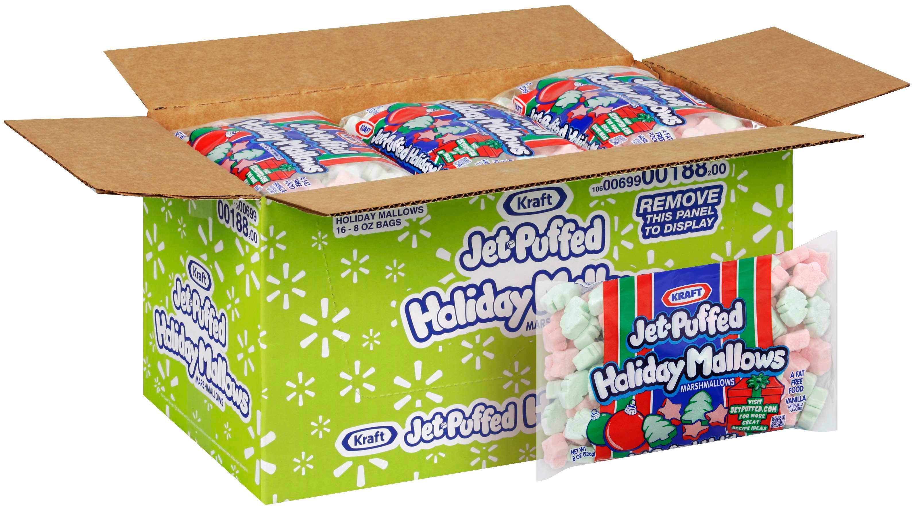 Jet-Puffed Holiday Shapes Marshmallow, 8 Ounce -- 16 per case