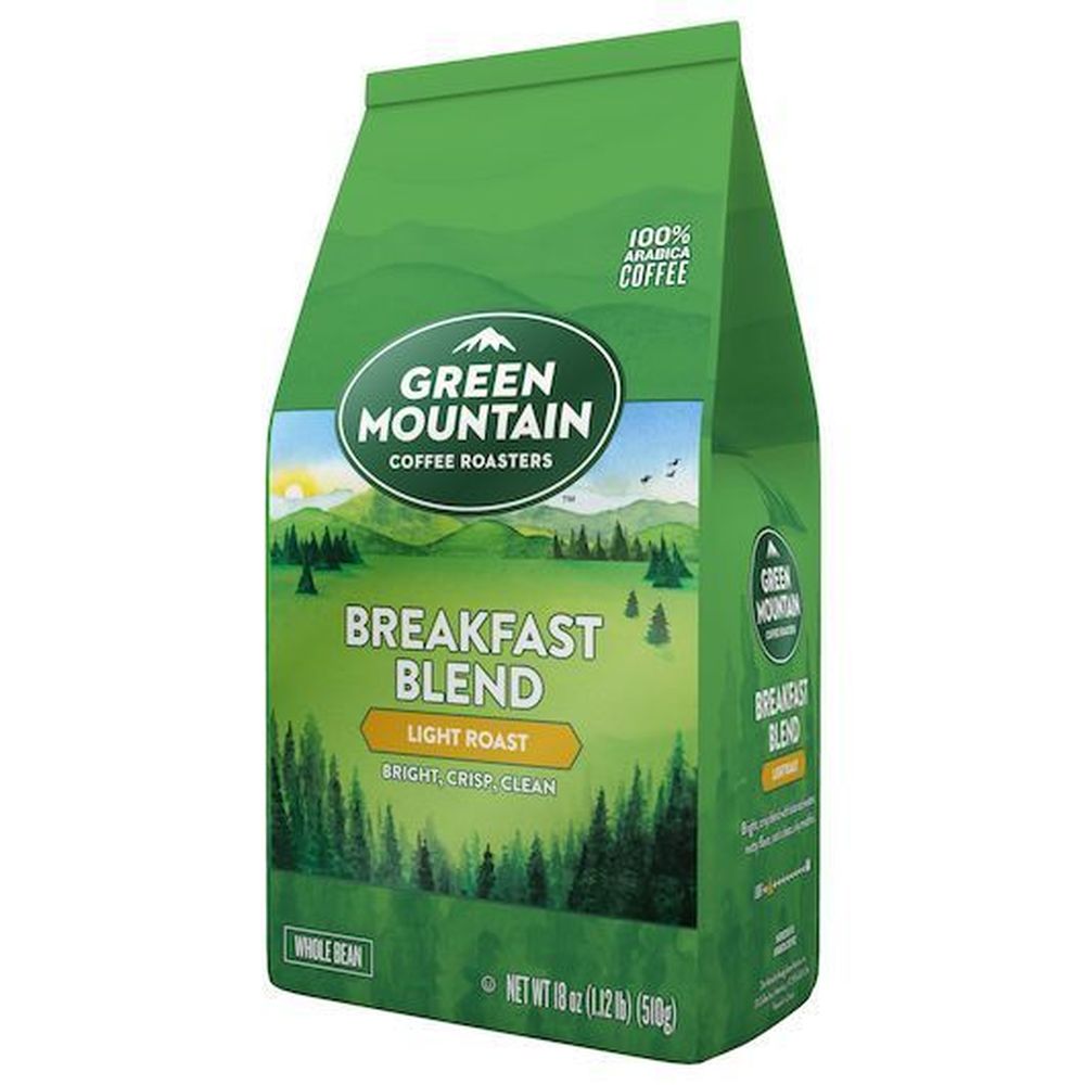 Green Mountain Coffee Roasters Breakfast Blend Whole Bean Coffee, 18 Ounce -- 6 Per Case