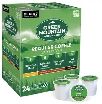 Green Mountain Coffee Regular Variety Pack Keurig K-Cup Coffee Pods, 24 count -- 4 per case