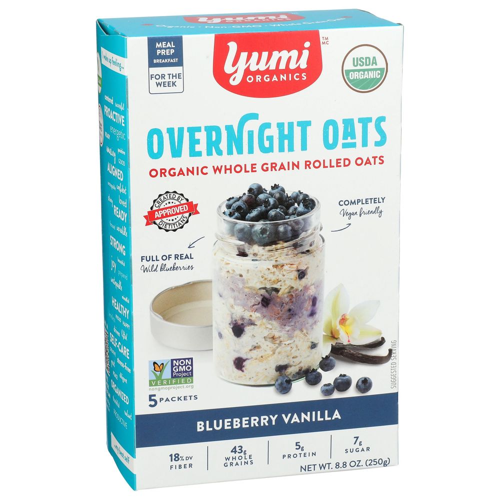 Yumi Organic Blueberry Vanilla Overnight Rolled Oats, 8.8 Ounce -- 6 Per Case