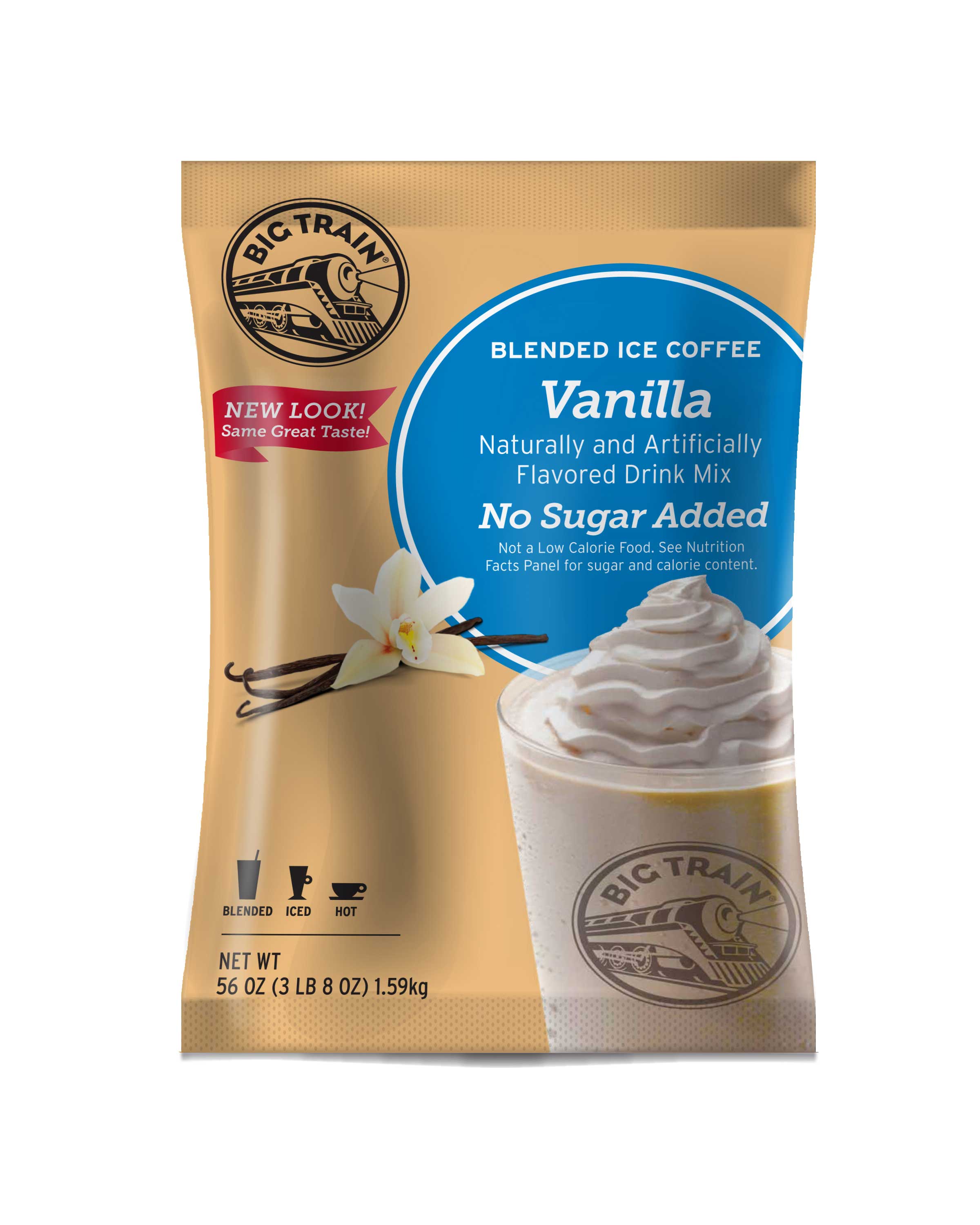 Big Train No Sugar Added Vanilla Latte Blended Iced Coffee Mix, 3.5 Pound -- 5 Per Case