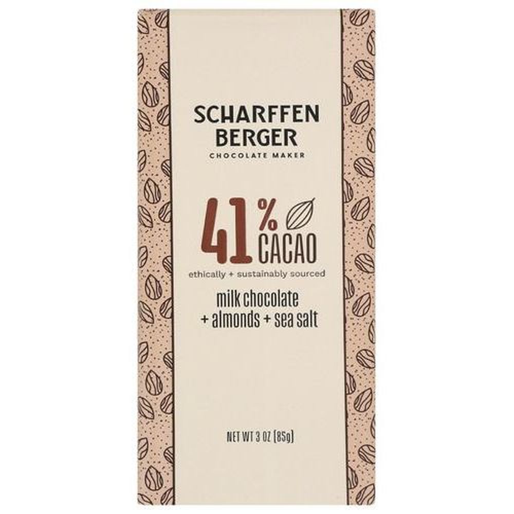 Scharffen Berger 41 Percent Cacao Almonds Sea Salt Milk Chocolate Bar, 3 Ounce -- 12 Per Case