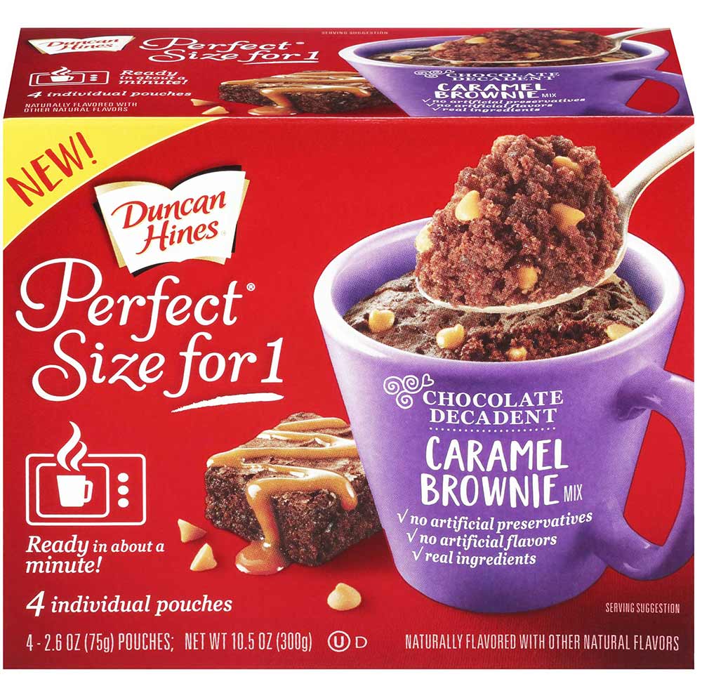 Duncan Hines Perfect Size for 1 Chocolate Decadent Caramel Brownie Mix,  10.5 Ounce -- 6 per case.