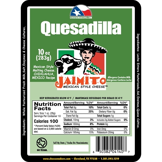 Jaimito Mexican Style Quesadilla Mexican Style Cheese, 10 Ounce -- 8 Per Case