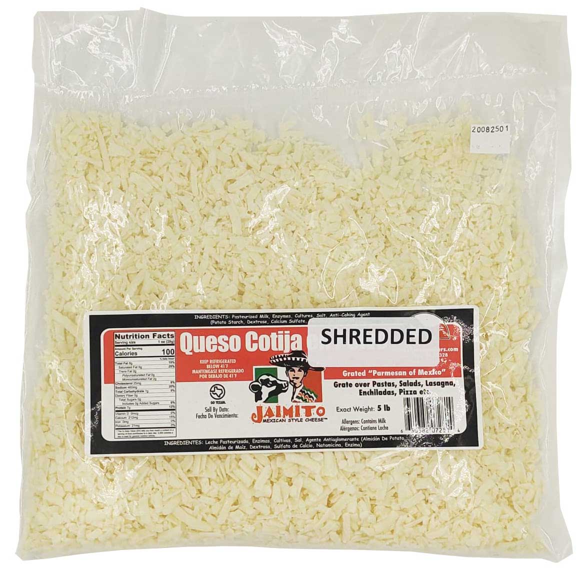 Jaimito Mexican Style Cheese Queso Cotija Shredded Cheese, 5 Jaimito Mexican Style Cheese Queso Cotija Shredded Cheese, 5