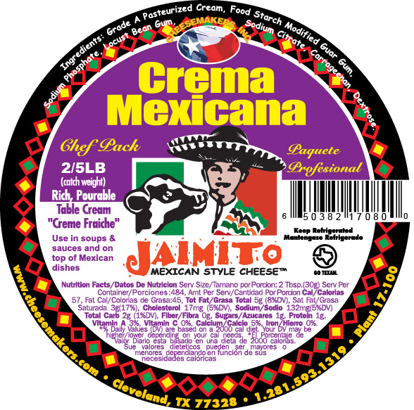 Jaimito Mexican Style Mexicana Crema Cheese, 5 Pound -- 2 Per Case