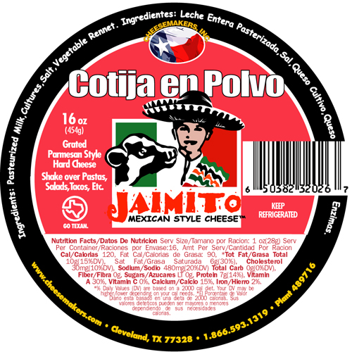 Jaimito Mexican Style Polvo Cotija Cheese, 1 Ounce -- 12 Per Case
