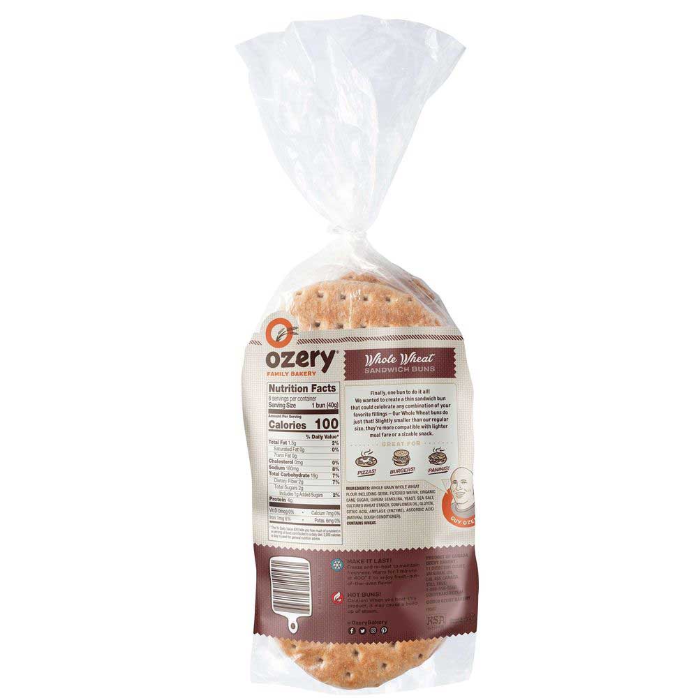 Ozery Bakery Whole Wheat Sandwich Bun, 11.25 Ounce -- 6 Per Case