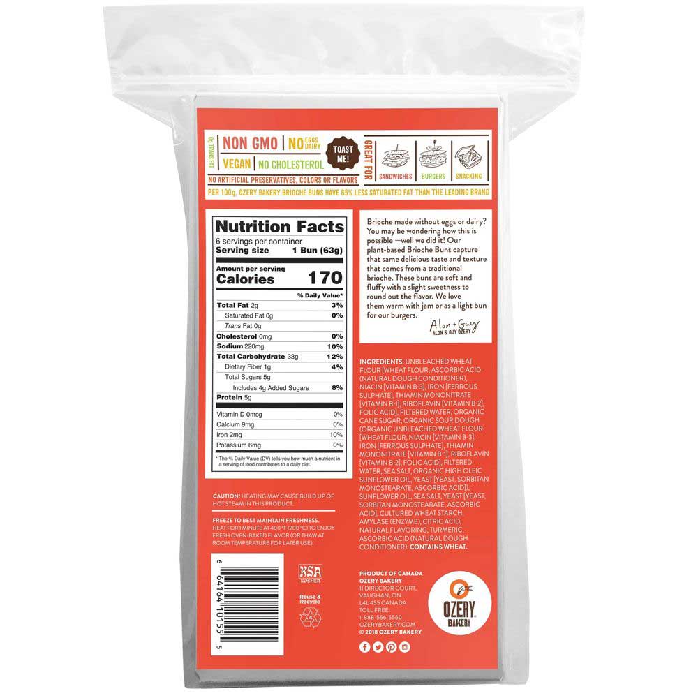 Ozery Bakery Thin Brioche Bun, 13.3 Ounce -- 6 Per Case