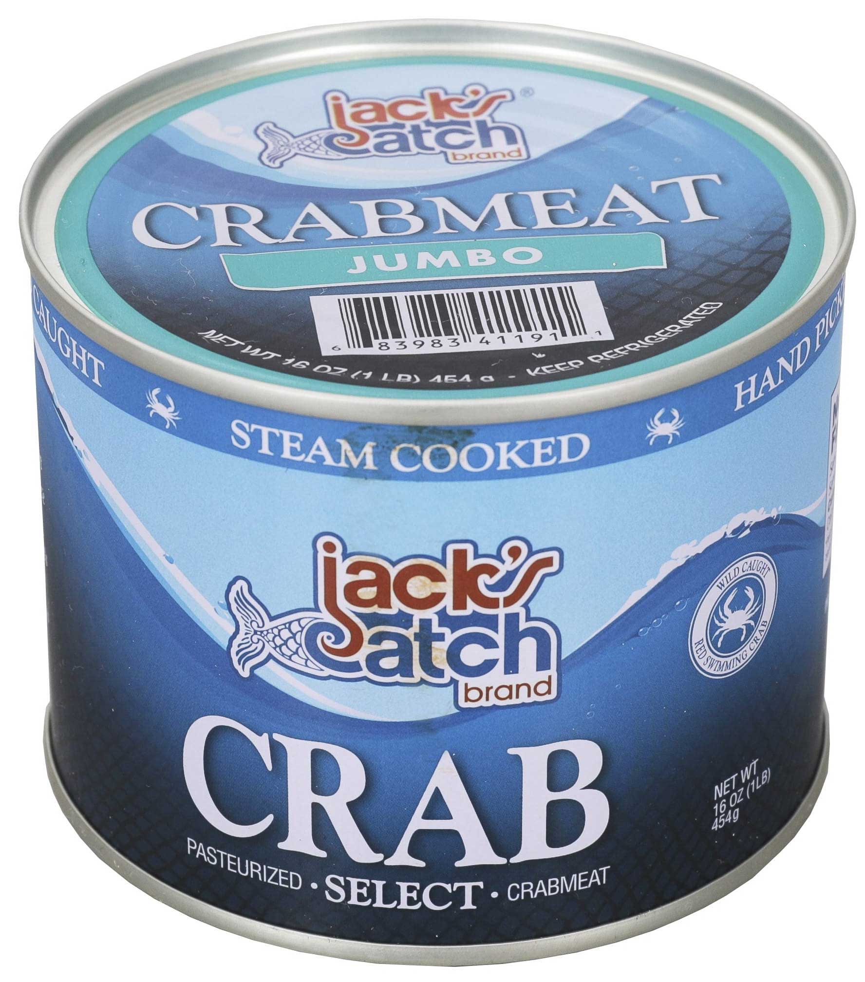 Jacks Catch Select Jumbo Pasteurized Crabmeat, 1 Pound Can -- 12 per case