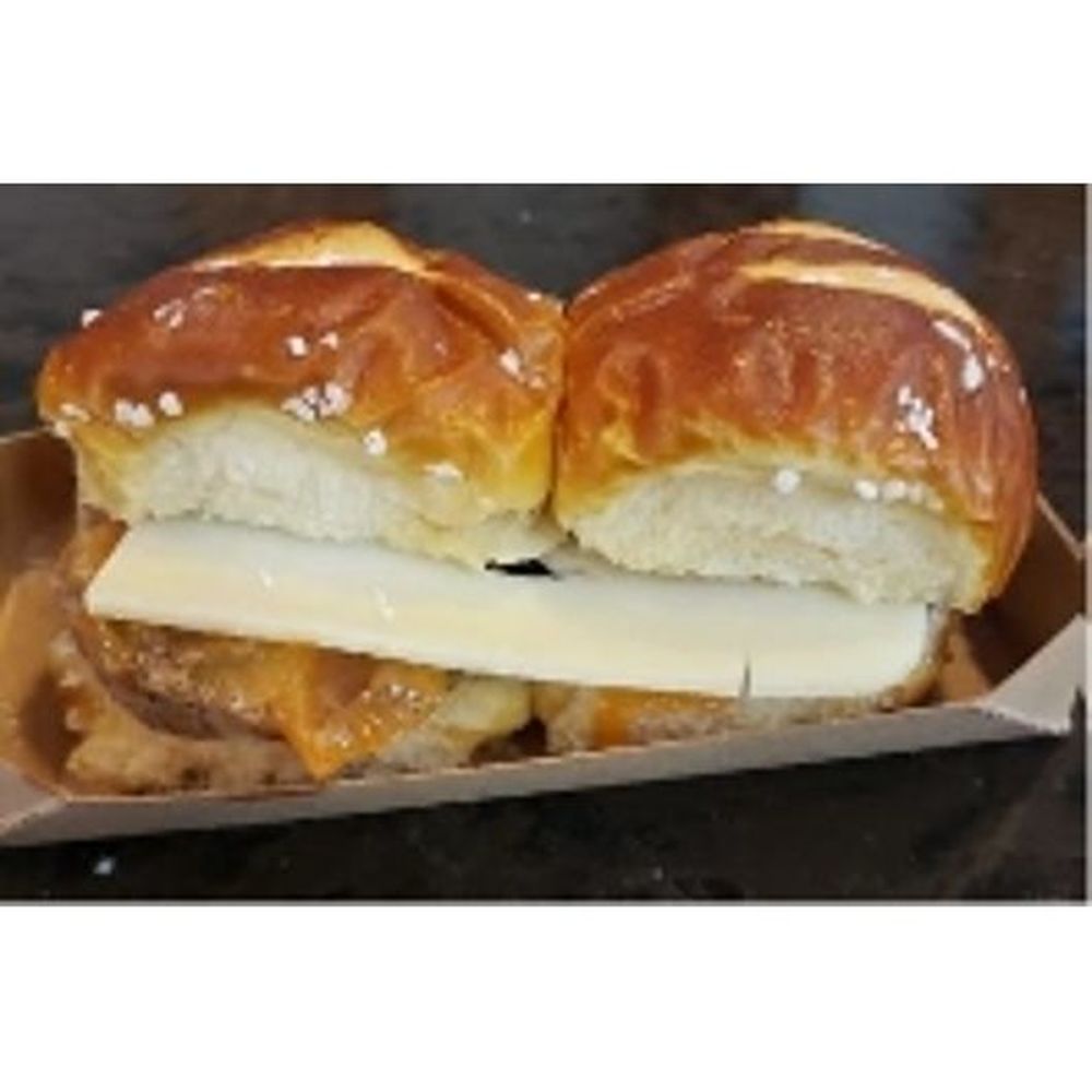 Timber Ridge Patty Melt On Pretzel Bun Sliders, 5.2 Ounce -- 12 Per Case