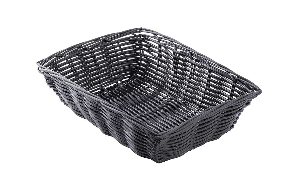 Tablecraft Polypropylene Black Rectangular Handwoven Basket, 9 X 6 X 2.5 Inch -- 12 Per Case