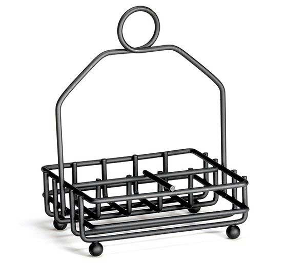 Tablecraft Soporte Para Condimentos De Metal Reforzado Con Recubrimiento De Polvo Negro, 4.625 X 4.25 X 6.125 Pulgadas -- 12 Por Caja