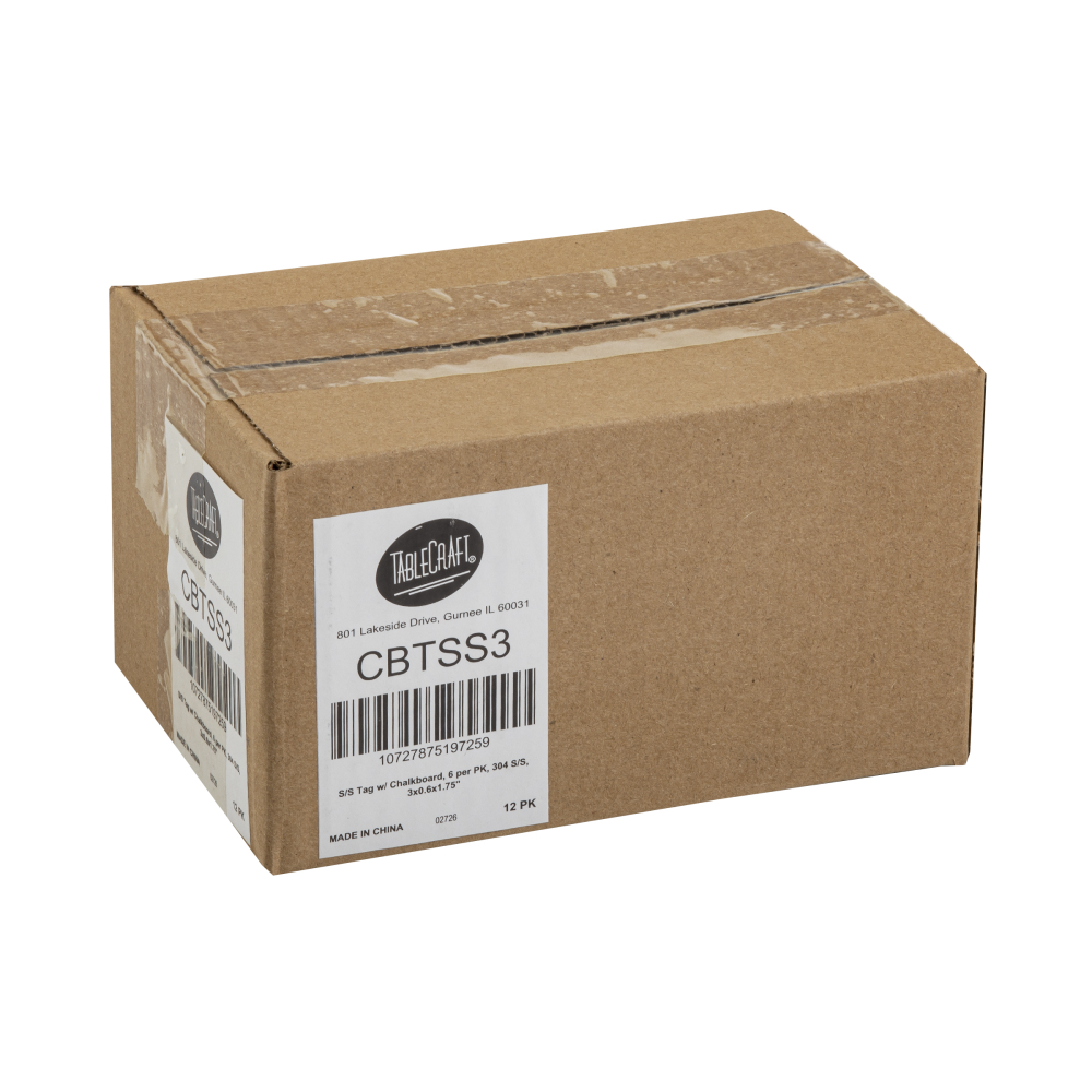 Tablecraft Stainless Steel Tag With Chalkboard - 6 Count Per Pack -- 6 Packs Per Case