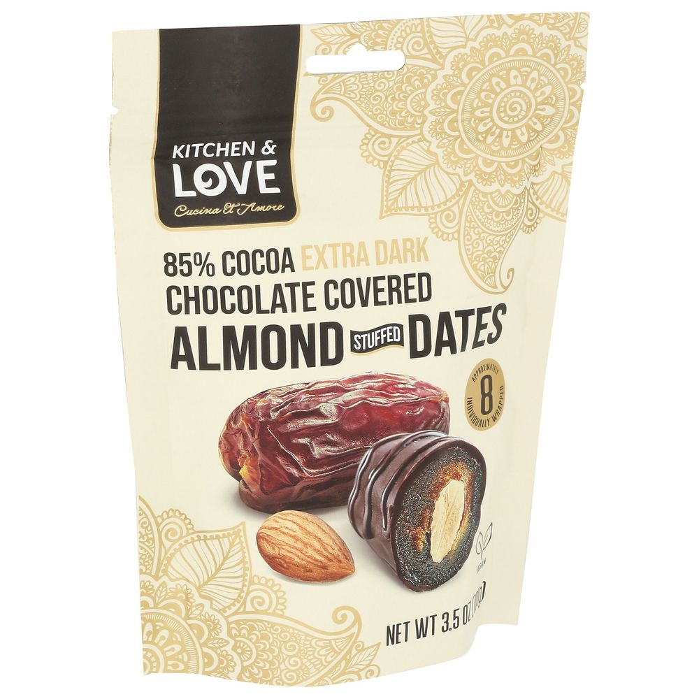 Kitchen And Love Dark Chocolate Covered Almond Stuffed Dates, 3.5 Ounce -- 8 Per Case
