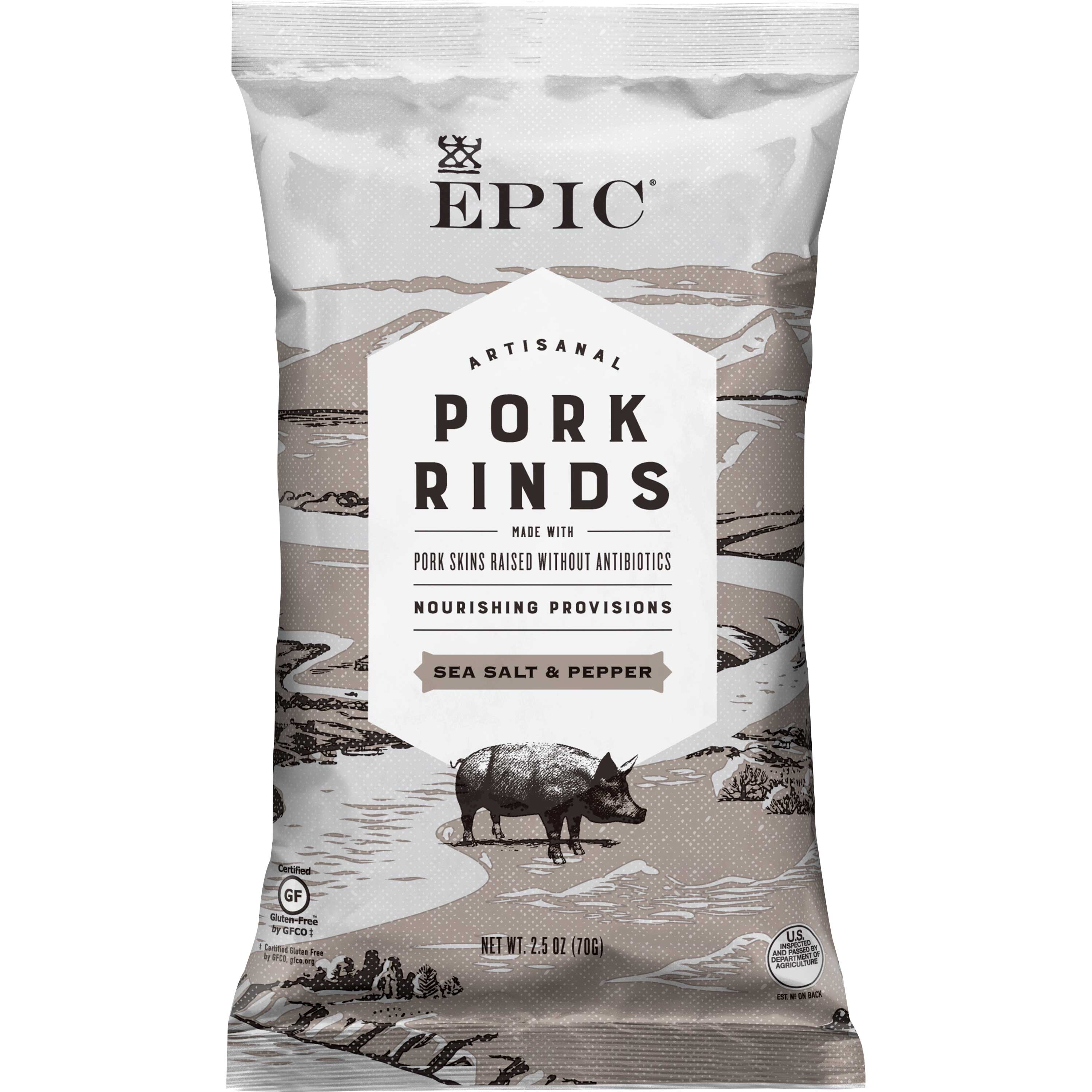 Epic Sea Salt And Pepper Pork Rinds, 2.5 Ounce -- 12 Per Case