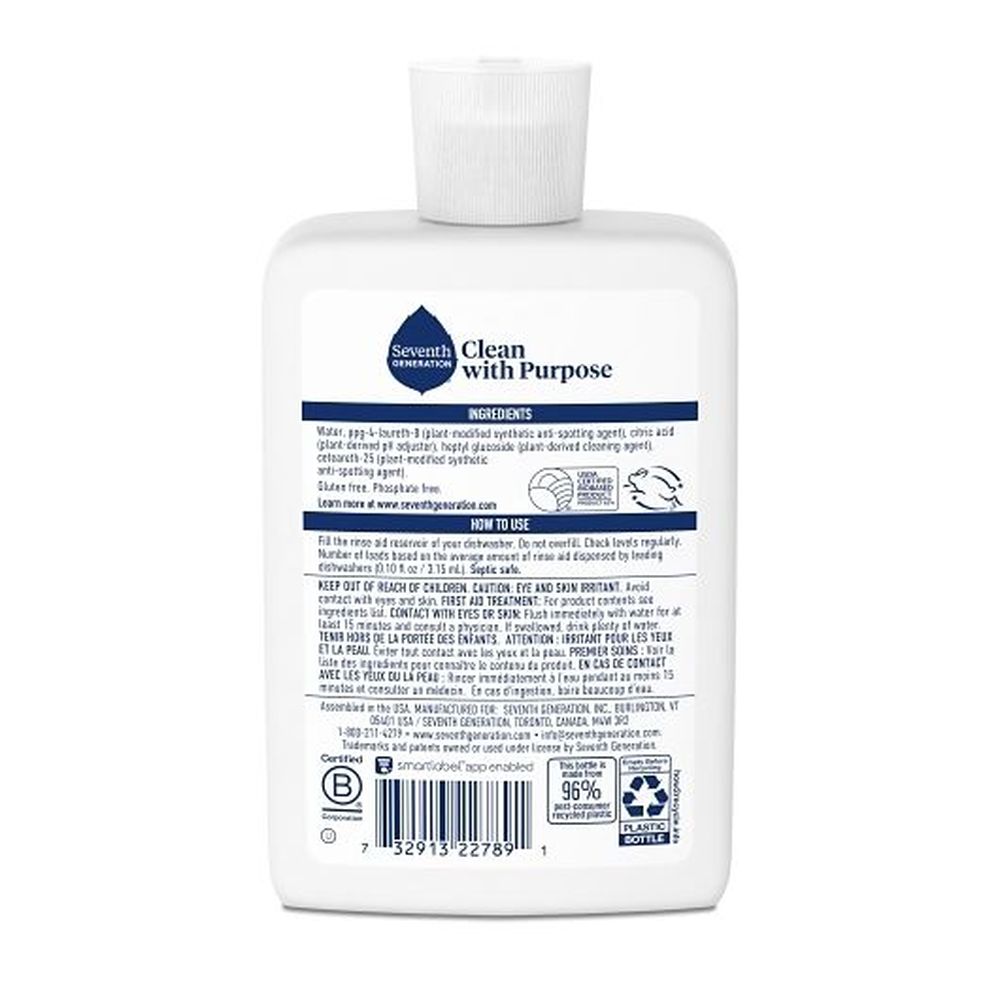 Seventh Generation Dishwash Rinse Aid, 8 Fluid Ounce -- 9 Per Case