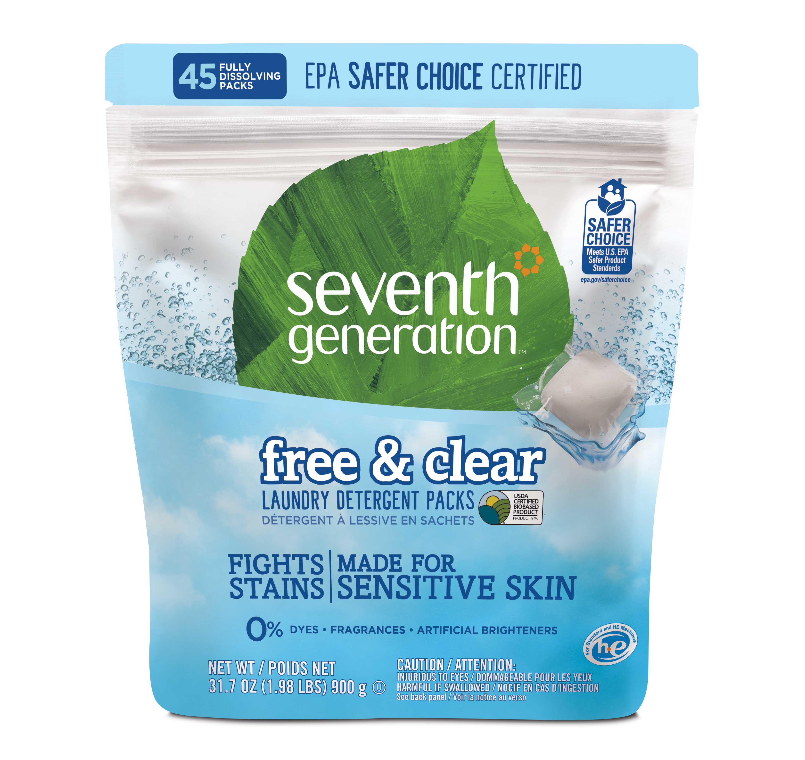 Seventh Generation Free And Clear Detergent Pack 45 Count 8 Per Case Seventh generation free and clear detergent pack 45 count 8 per case
