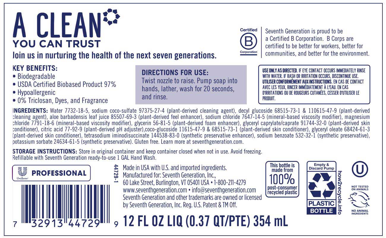 Seventh Generation Professional Free and Clear Unscented Liquid Hand ...