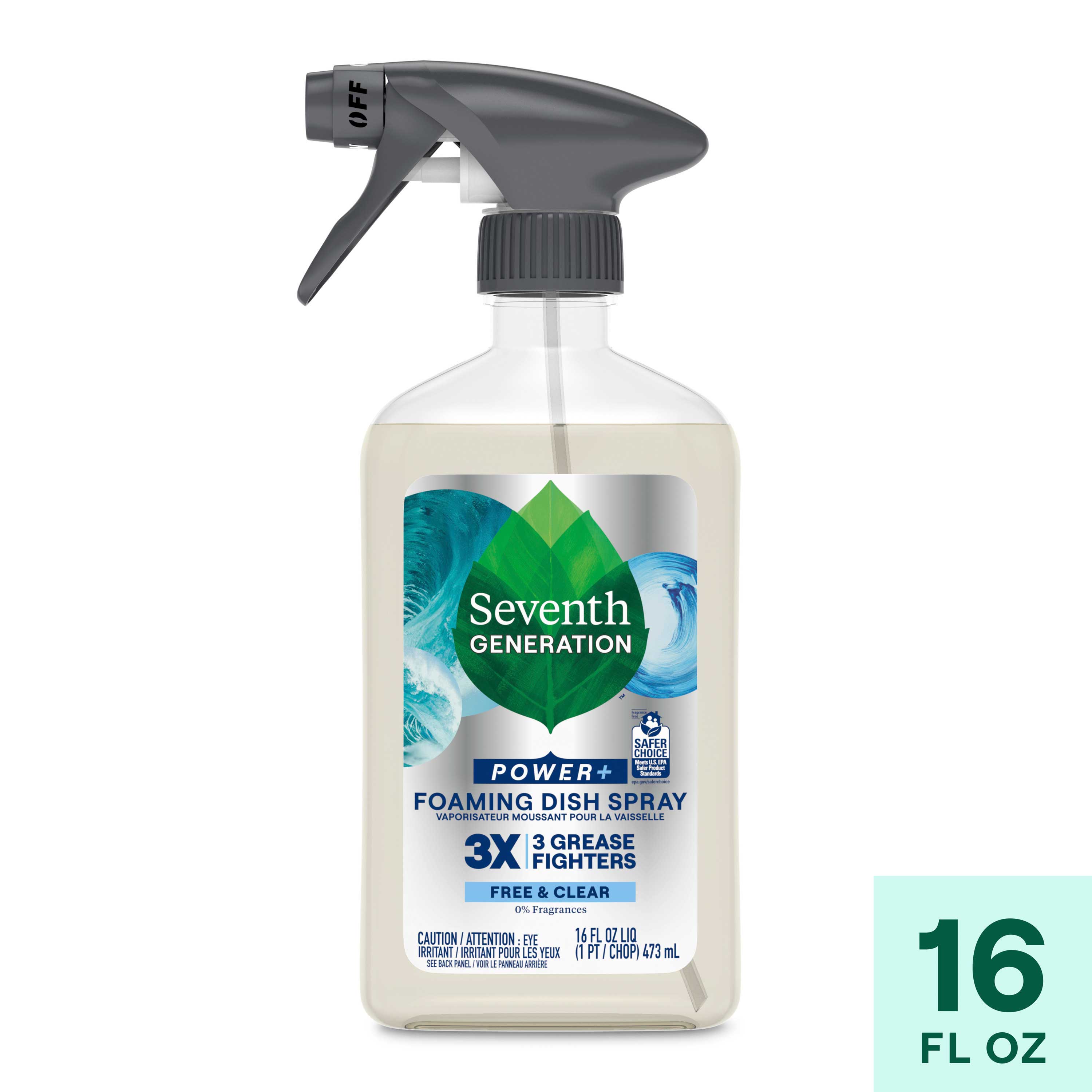 Seventh Generation Power Plus Free And Clear Foaming Dish Spray, 16 Ounce -- 6 Per Case