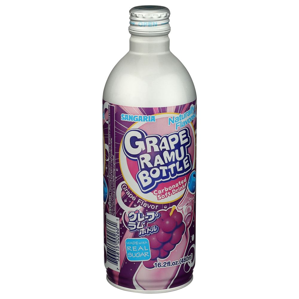 Sangaria Grape Ramune Carbonated Soft Drink, 16.2 Fluid Ounce -- 24 Per Case