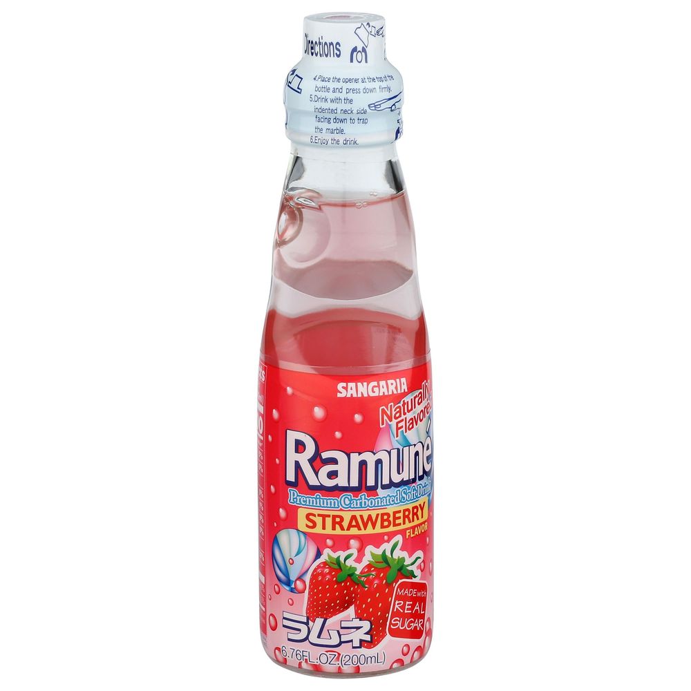 Sangaria Strawberry Ramune Carbonated Soft Drink, 6.76 Fluid Ounce -- 18 Per Case