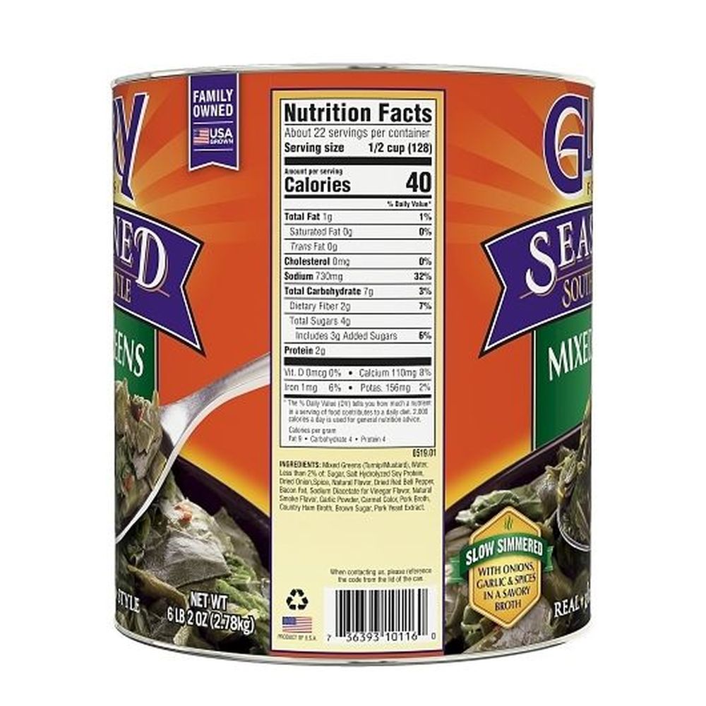 Glory Foods Seasoned Mixed Greens, 6.13 Pound -- 6 Per Case