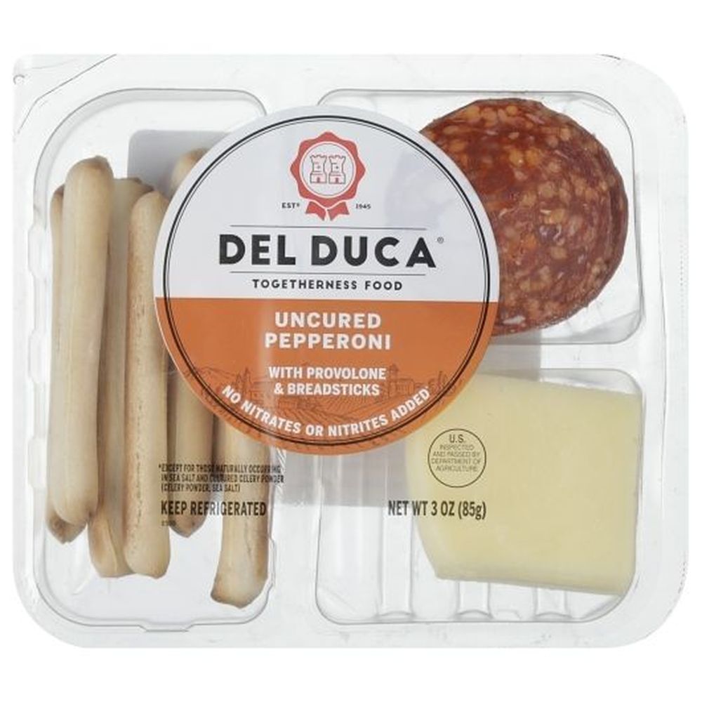 Del Duca Uncured Pepperoni with Provolone and Breadstick, 3 Ounce - 12 per case