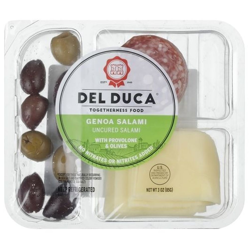 Del Duca Uncured Genoa Salami with Provolone and Olive, 3 Ounce - 12 per case