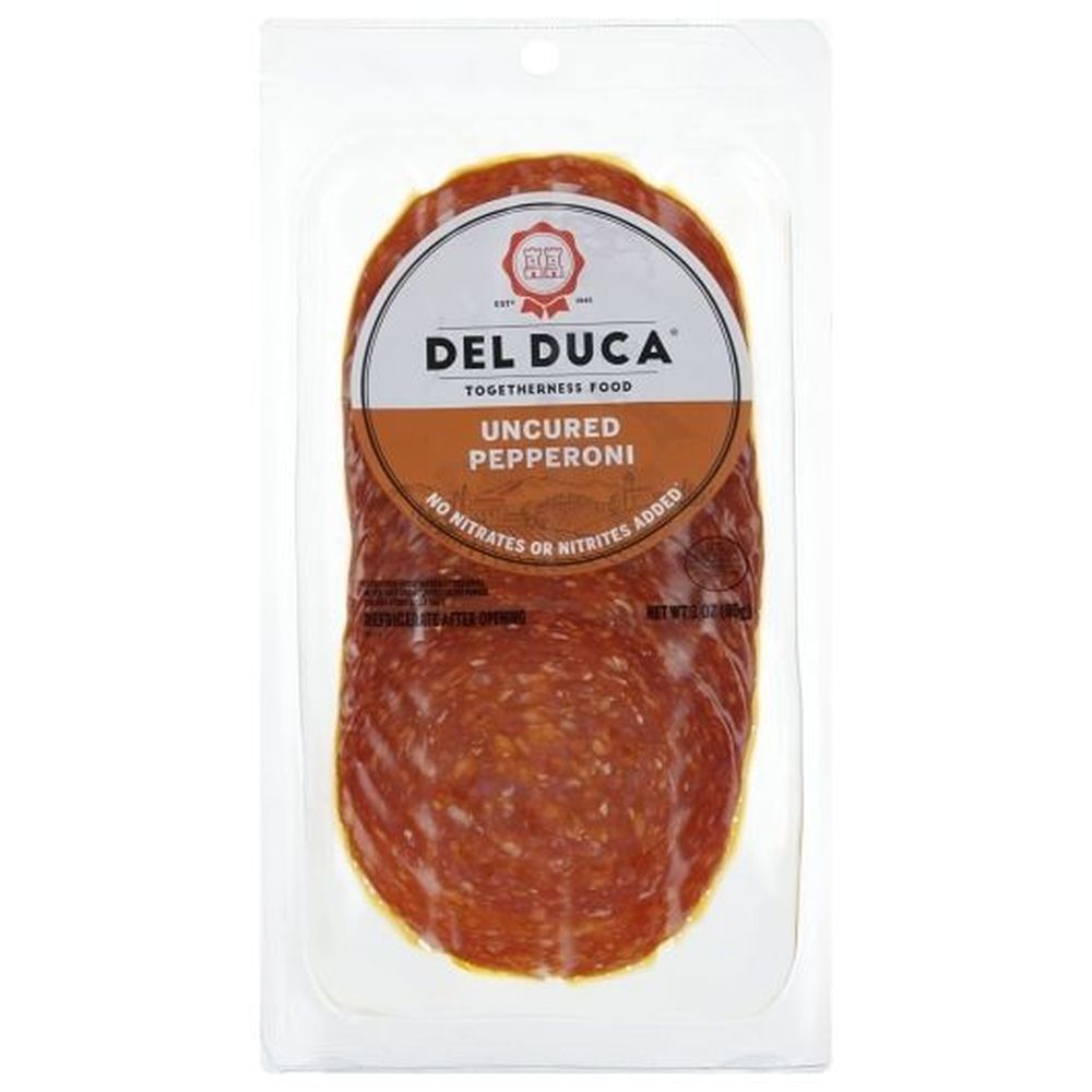 Del Duca Sliced Uncured Pepperoni, 3 Ounce - 12 per case