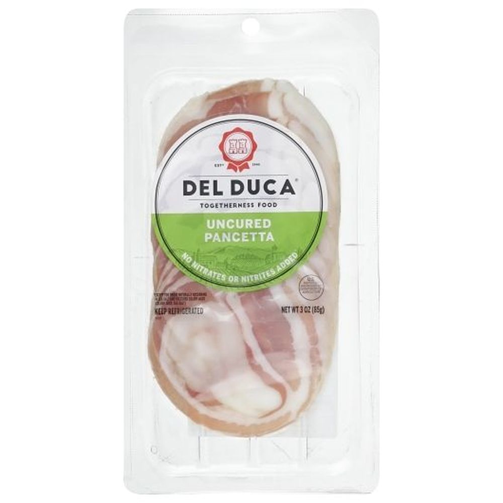 Del Duca Sliced Uncured Pancetta, 3 Ounce -- 12 Per Case