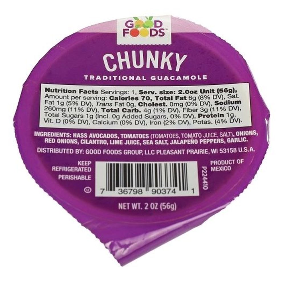 Good Foods Chunky Guacamole, 2 Ounce -- 6 Per Case